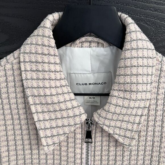 Club Monaco Women’s Tweed Crop Jacket Size M Light Pink / White - Picture 4 of 8